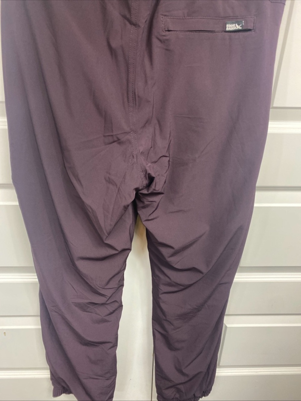Eddie Bauer Eggplant Purple/Purple Black Plaid Fleece Lined 5 Pocket 3 Zip 10 - Picture 3 of 6